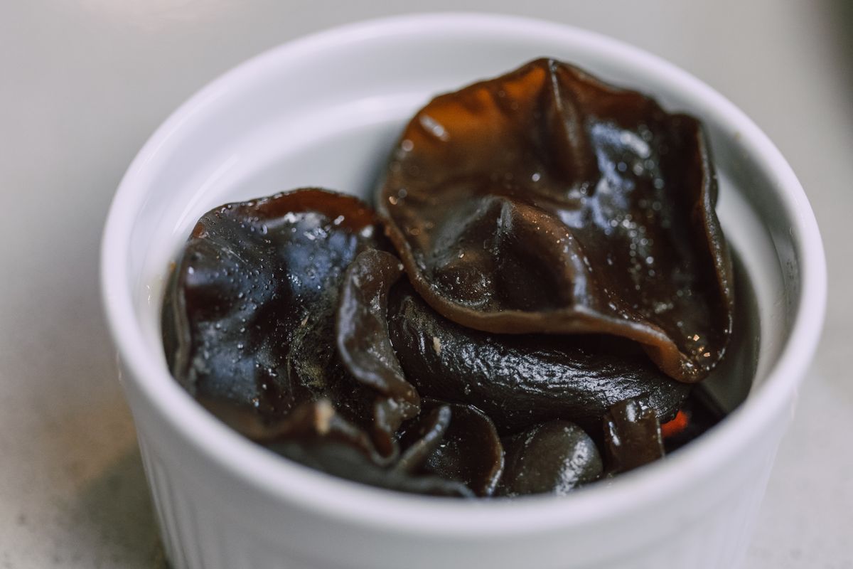 Dried black fungus (wood ear mushroom) ready for culinary and health use
